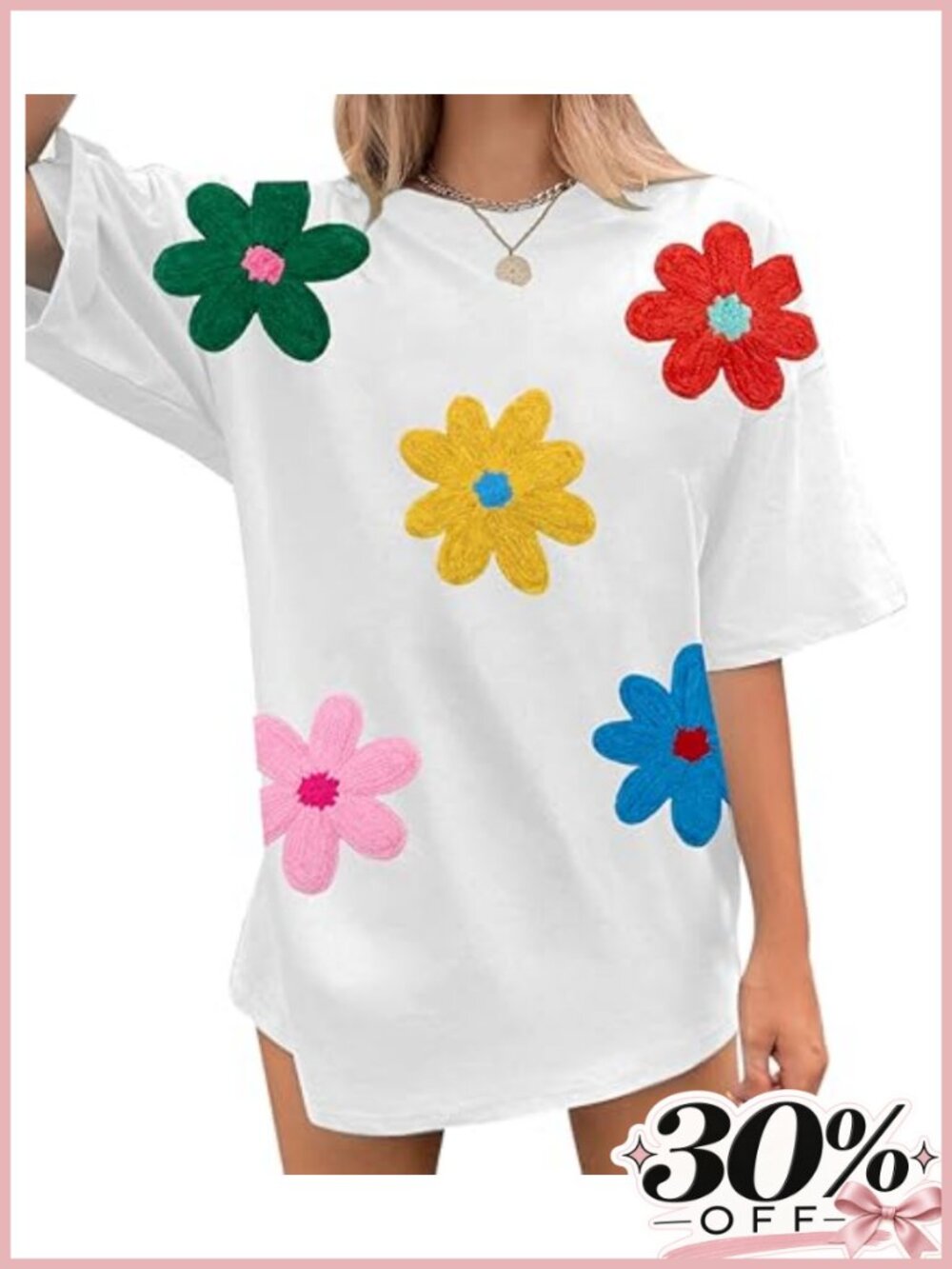 Oversized Floral Graphic Tee for Women Vintage Daisy Print Summer Casual
